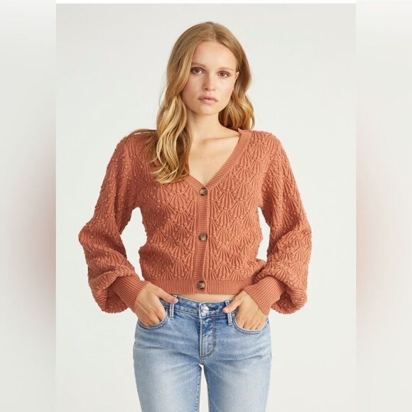Driftwood Nancy knit cardigan in brick. Large. NWT - Picture 1 of 8